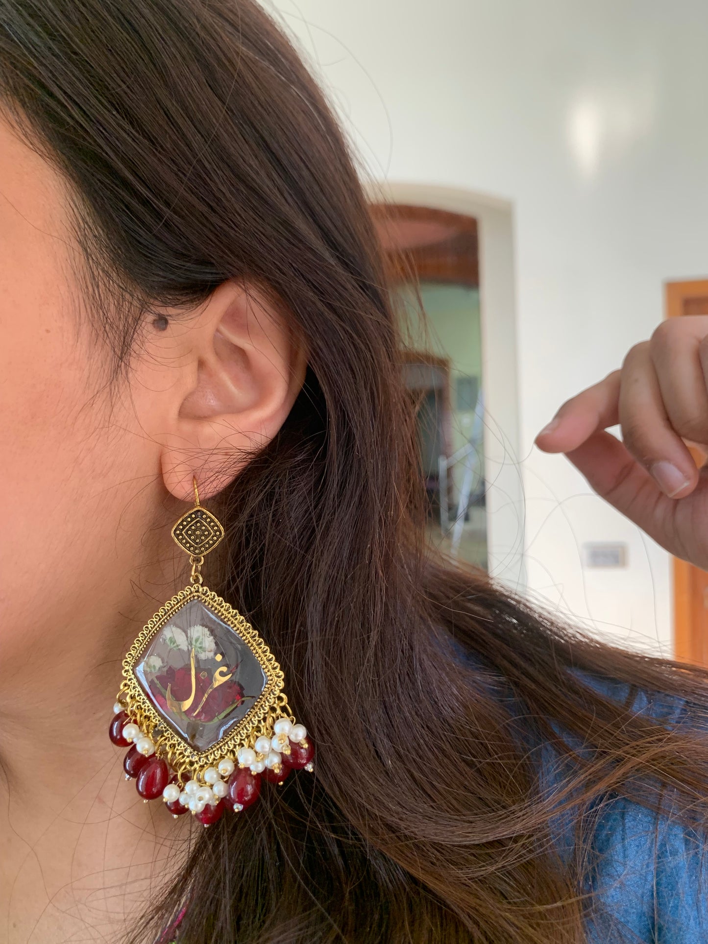 Rose Red Jhumka