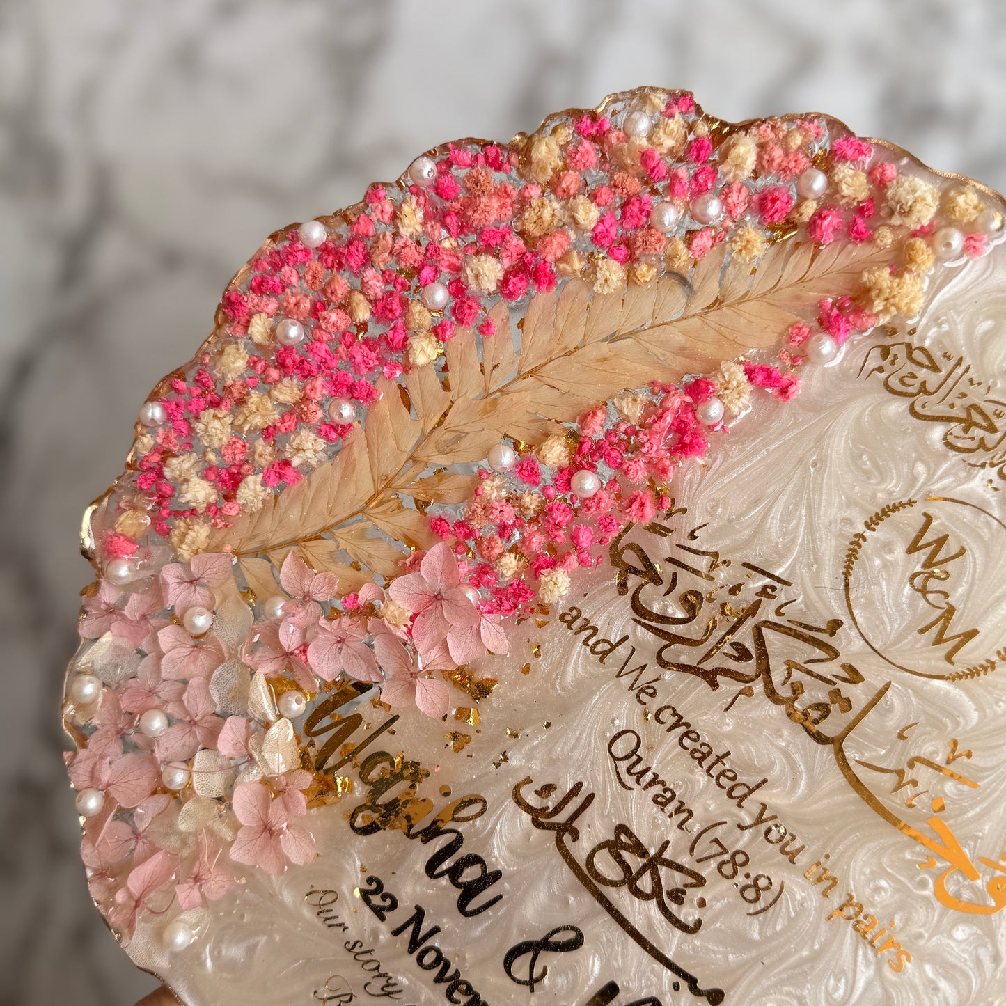 Nikkah Dual Floral Resin Plaque