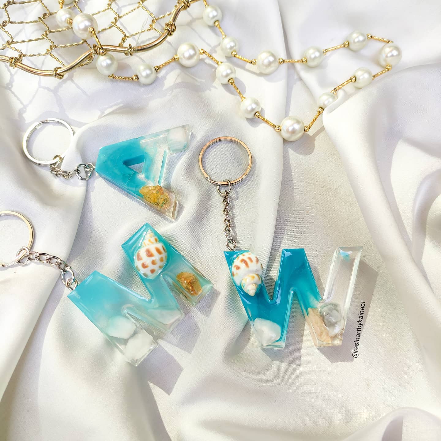 Beach Letter Resin Keyring Ocean Theme Letter Keychain
