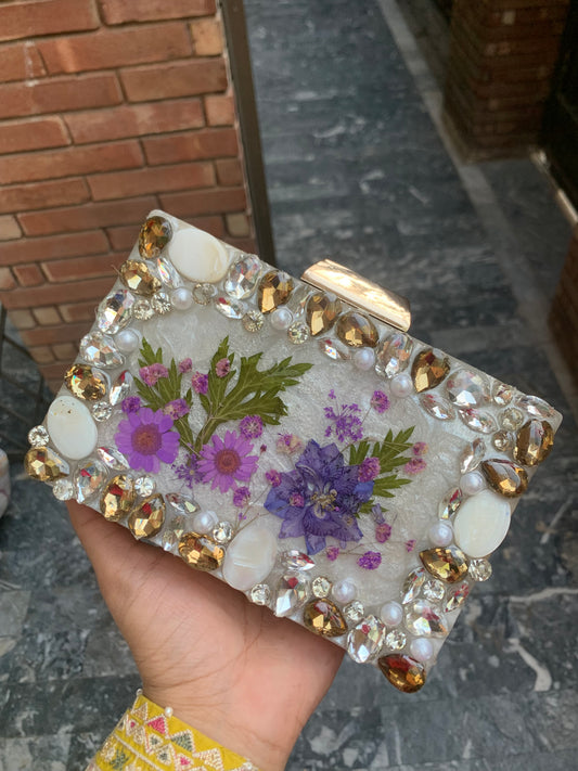 Purple Floral Clutch Resin