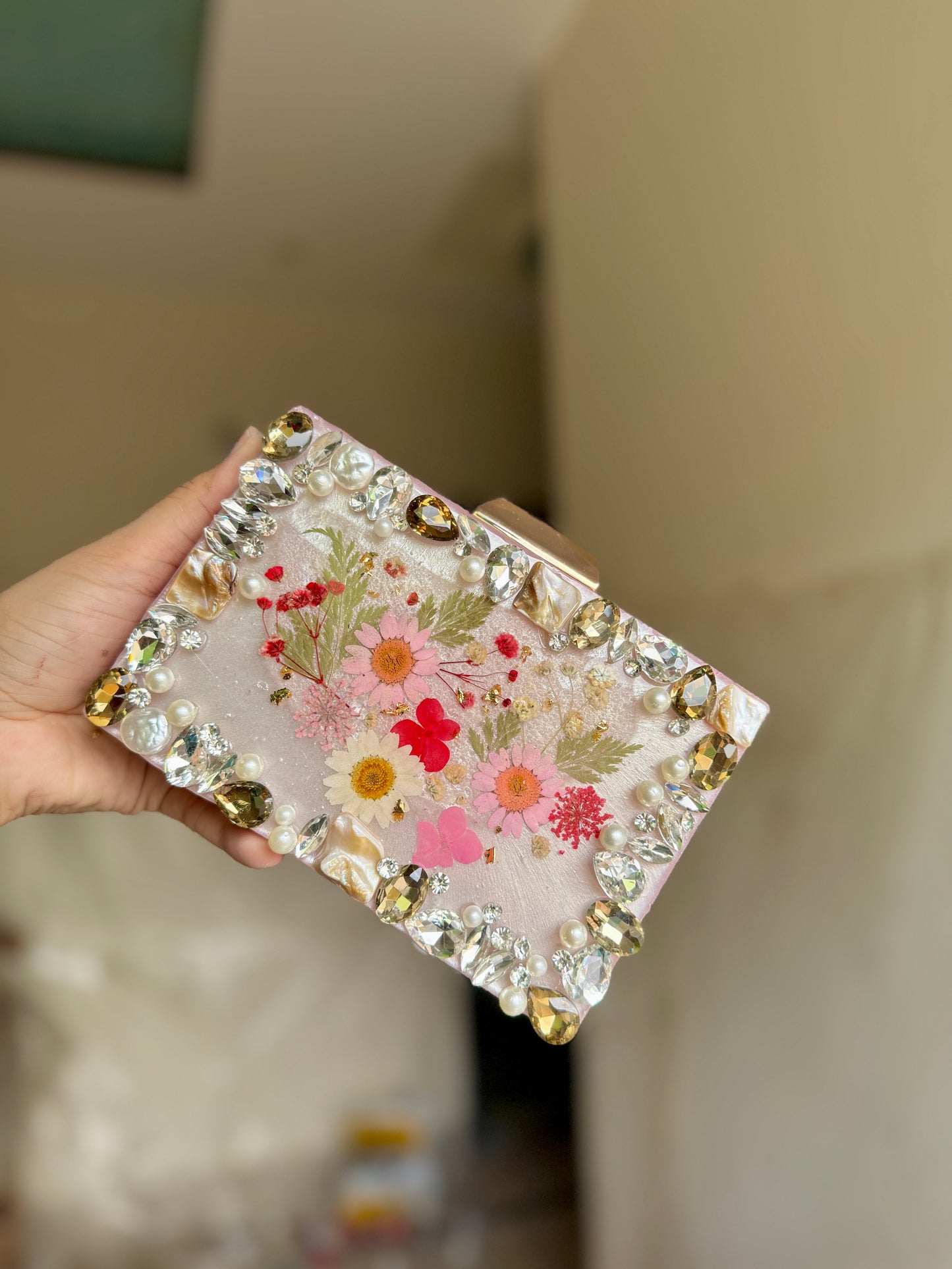 Resin Floral Clutch