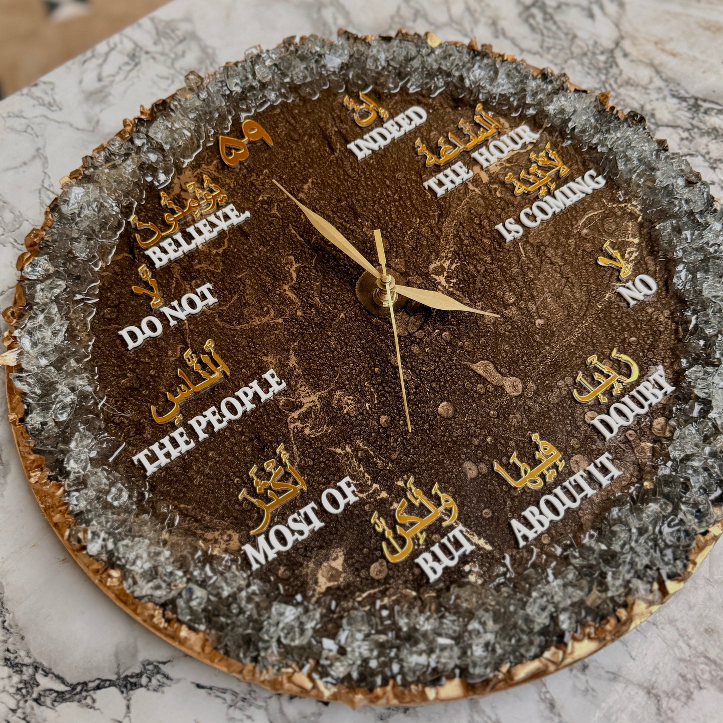 Resin Geode Clock Arabic Numbers