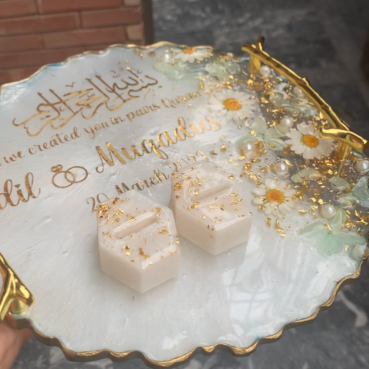 Nikkah/Engagement Plaque | 3D flowers