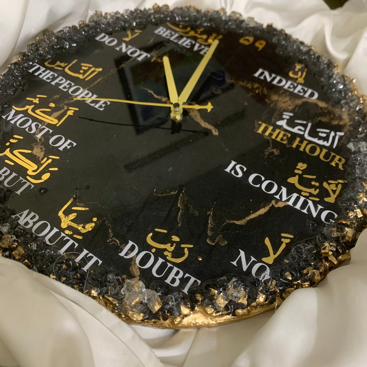 Black Geode Clock Arabic Numbers