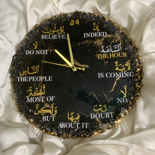 Black Geode Clock Arabic Numbers