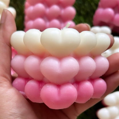 Duo Tone Heart Bubble Candle