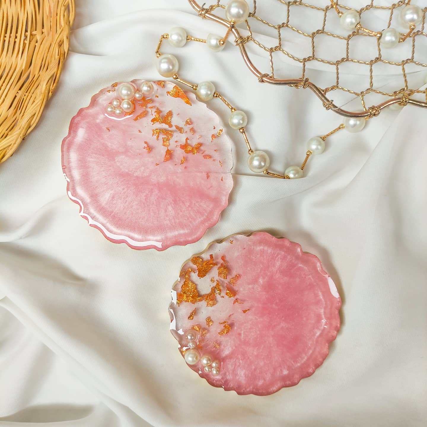 Resin Tea Coaster | Pink Gold