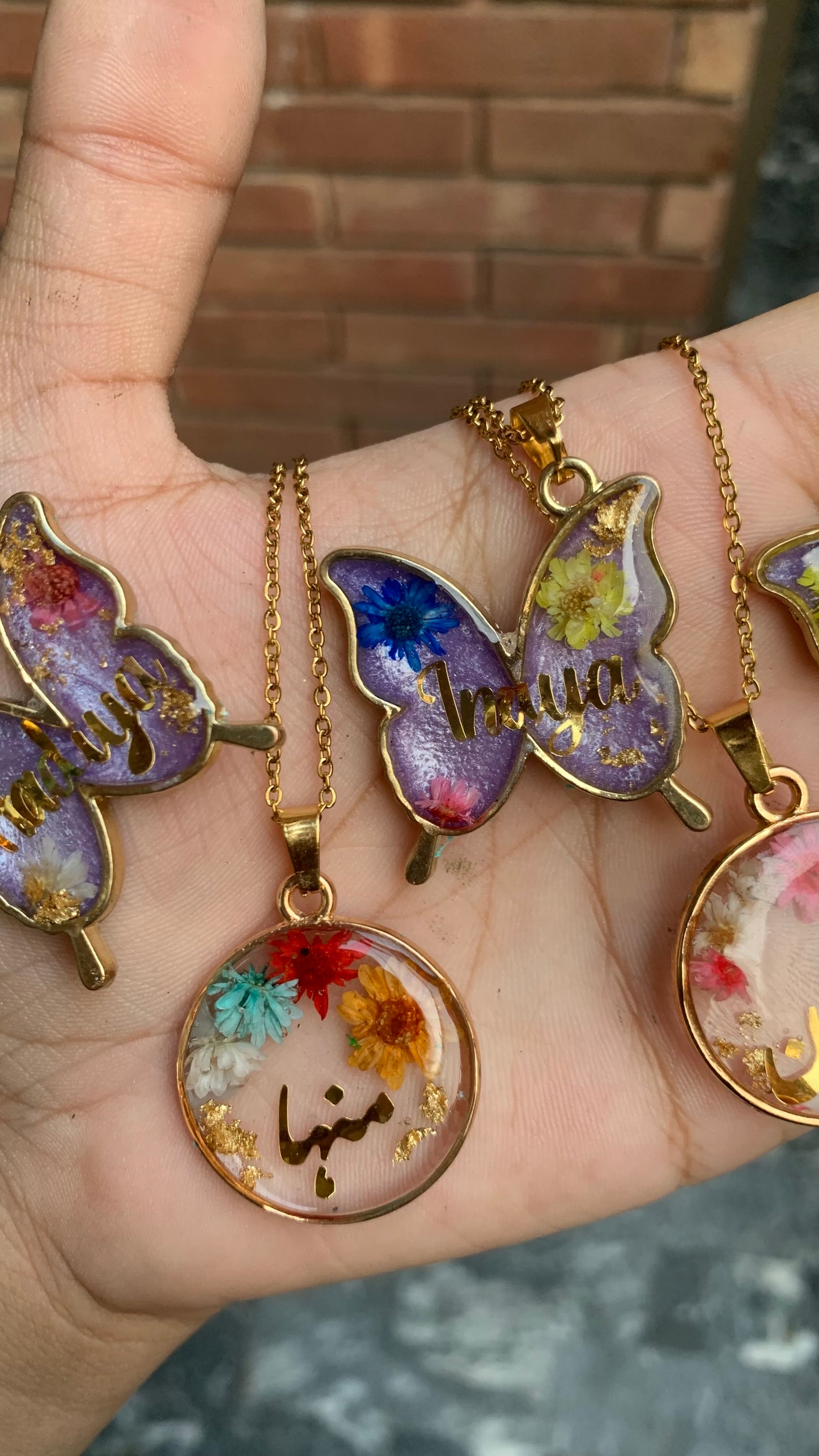 Floral Name Pendants