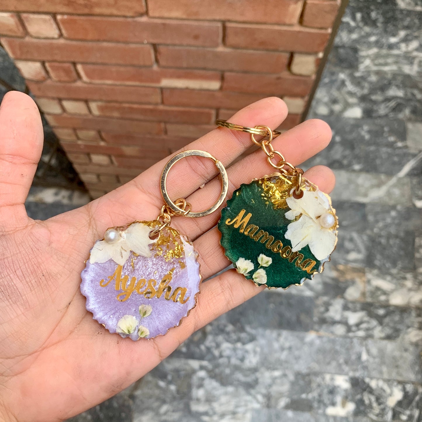 Floral Name Keychain