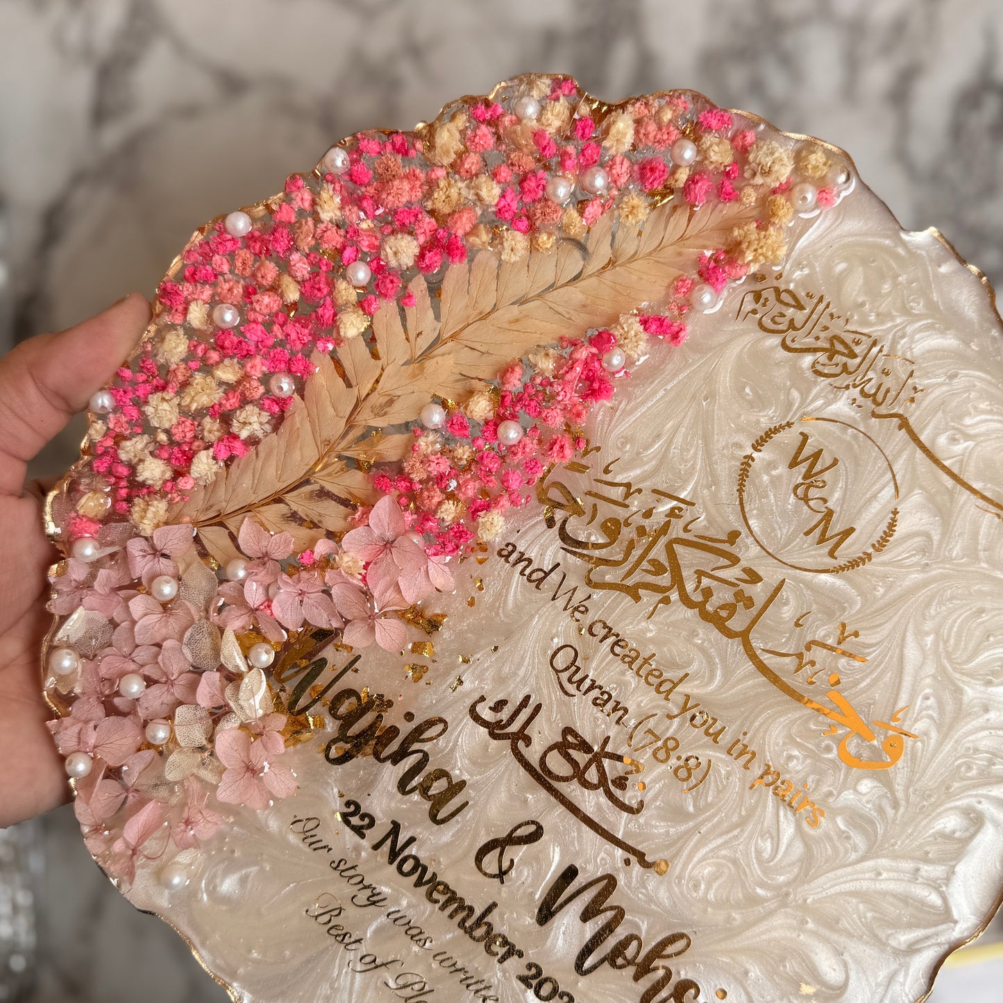 Nikkah Dual Floral Resin Plaque