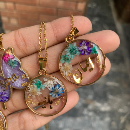 Floral Name Pendants