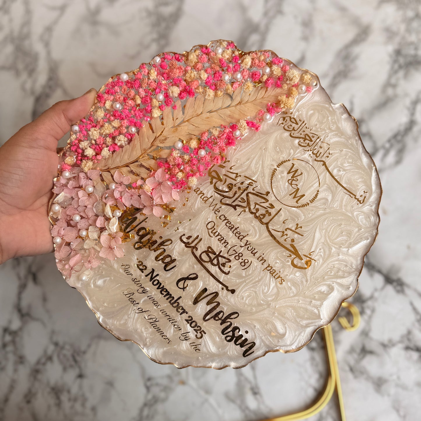 Nikkah Dual Floral Resin Plaque