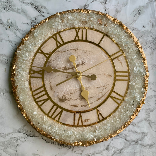 Resin Geode off white Wall Clock