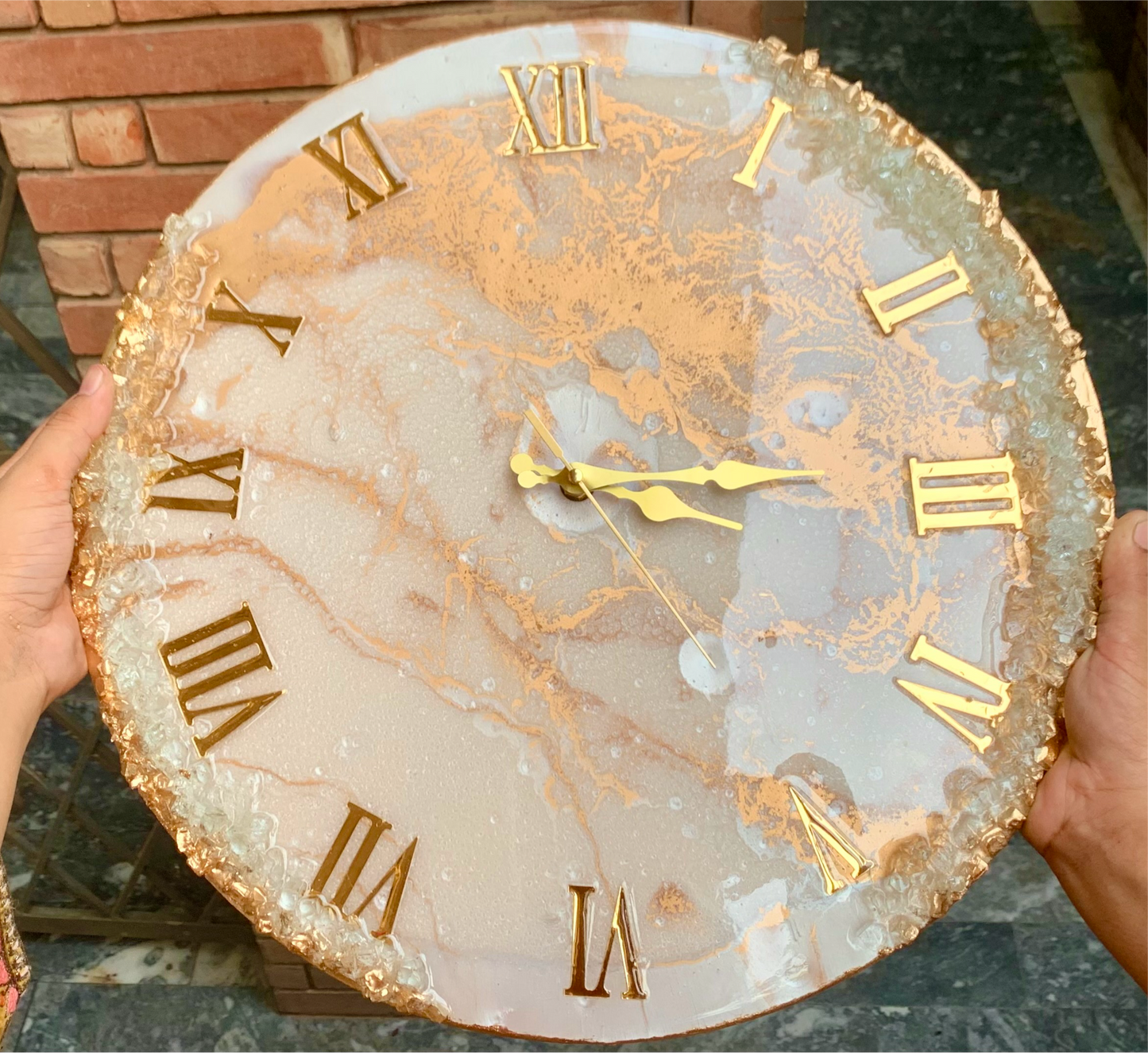 White Geode Clock