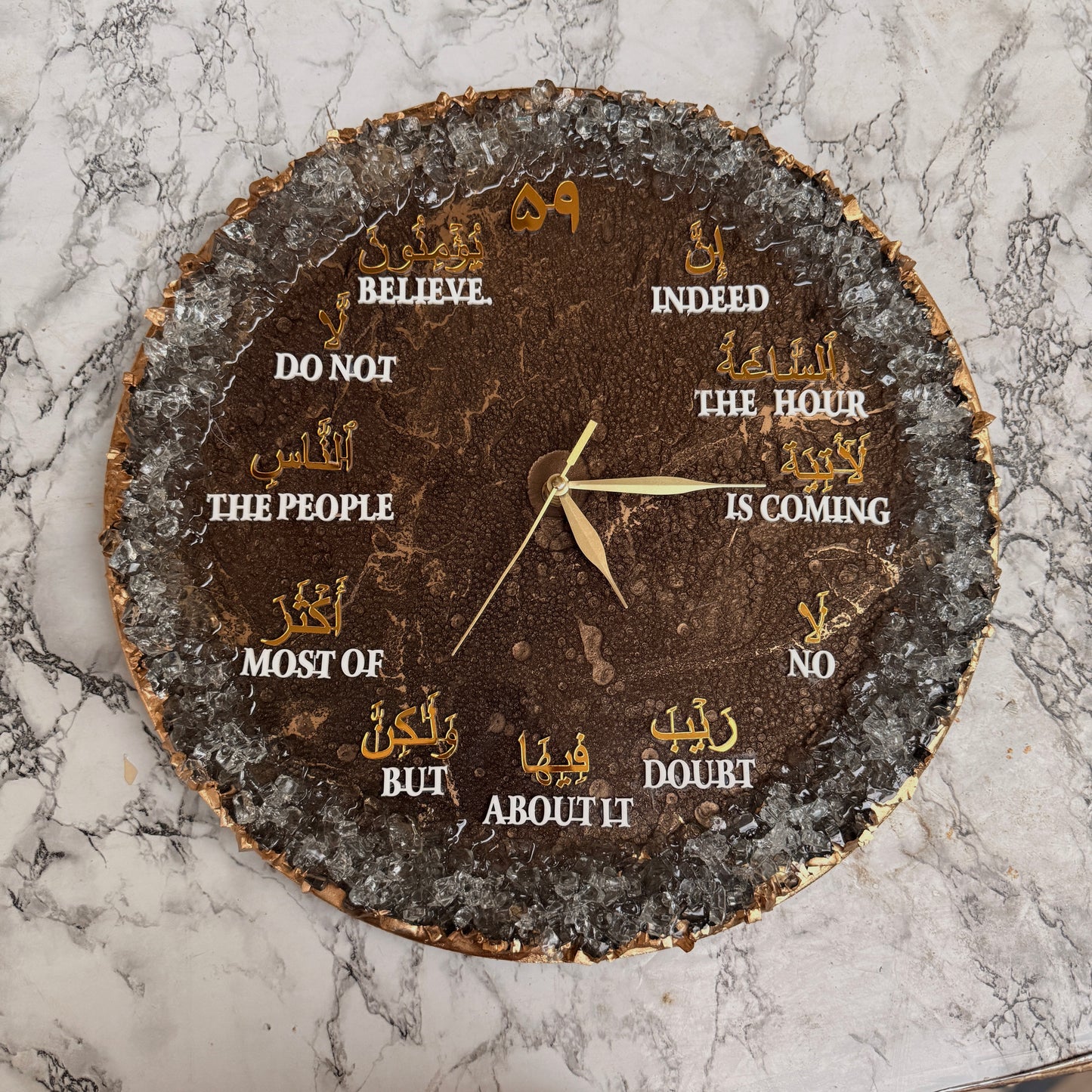 Resin Geode Clock Arabic Numbers