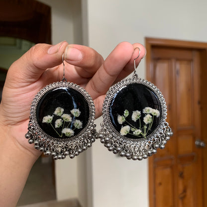 Floral Silver Jhumka