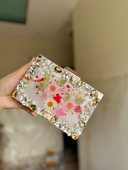 Resin Floral Clutch
