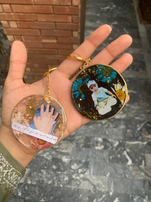 Picture Floral Resin Keychains