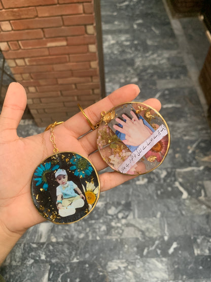 Picture Floral Resin Keychains