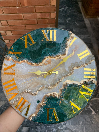 Emrald green Geode Clock