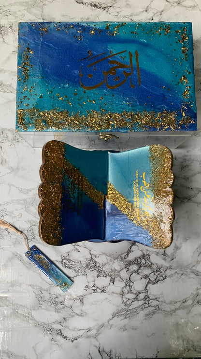 Hints of Blue Resin Rehal | Book Holder Set