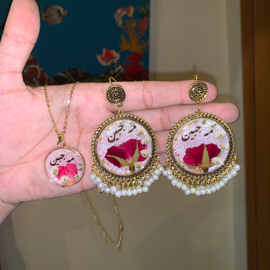 Rose Jhumkay with Pendant