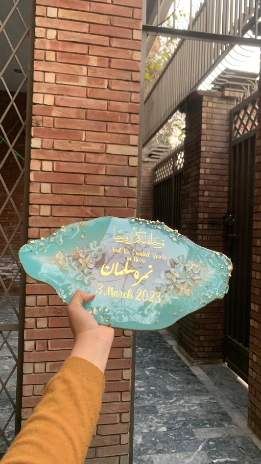 Customize Nikkah Plaque with 3D Flowers