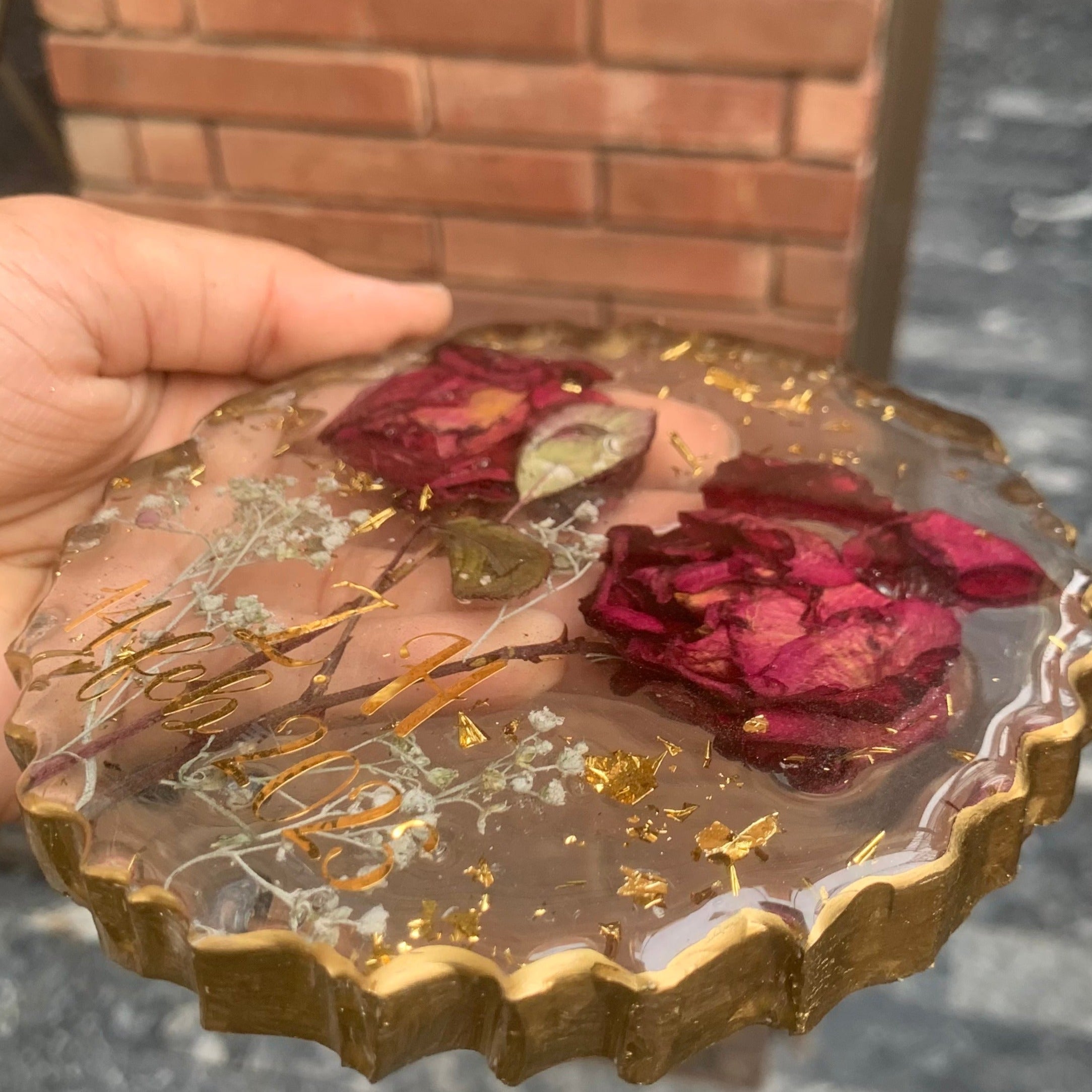 Rose Coaster Resin Art by Kainaat